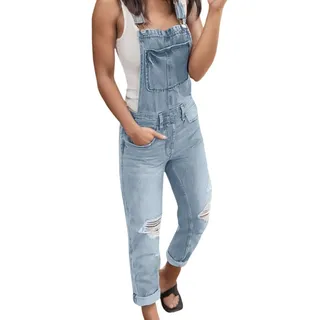 Didadihu Jeans Latzhose Damen Baggy & Loose Fit | Verstellbarer Denim Overall für Casual und Freizeit | Bequemer Jumpsuit mit Weitem Bein