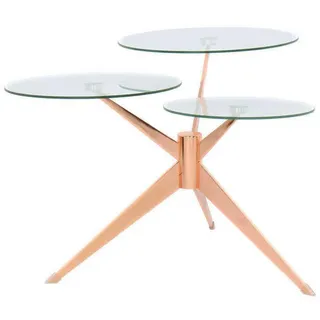 Kayoom Beistelltisch Kupfer, Metall, Glas, rund, 75x46x60 cm,