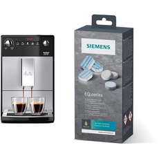 Melitta Purista - Kaffeevollautomat - flüsterleises Mahlwerk - Direktwahltaste - 2-Tassen Funktion - 3-stufig einstellbare Kaffeestärke - Silber/Schwarz (F230-101) & Siemens Multipack TZ80003A