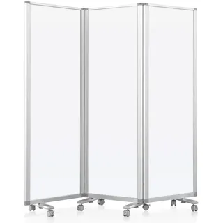 MAKELLO Mobile Trennwand‌ Whiteboard Büro Klappbar & Magnetisch Raumteiler‌ Möbel Stellwand‌ auf Rollen, 3-teilig (H180 x B180 cm)