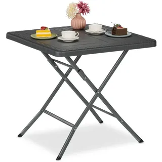 Relaxdays Gartentisch , Grau , Kunststoff, Metall , 78x74x78 cm , Gartenmöbel, Gartentische, Balkontische