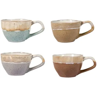 H&H Malika Kaffeetassen, 4er-Set, Steingut, 110 cl