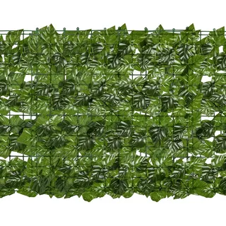 Jiubiaz Sichtschutzhecke Windschutz 1*3M Efeu Sichtschutz Balkonverkleidung Blätterzaun,Erdnussblatt - Grün