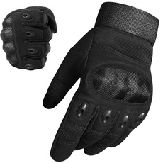 WESTWOOD FOX WFX Motorradhandschuhe für Damen und Herren, harte Knöchel, Vollfinger-Touchscreen-Motorradhandschuhe zum Fahrradfahren (Schwarz, L)