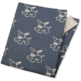 Sterntaler Strick-Schmusedecke für Babys, Motiv Esel Emmi, Bio Baumwolle, 80 x 100 cm, Graublau/Mehrfarbig