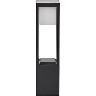 BELIANI Solar LED-Pollerleuchte Schwarz Aluminium 61 cm Hoch Modern mit Montageplatte Outdoor Garten Einfahrt Beleuchtung Außenlampe Wegeleuchte - Schwarz