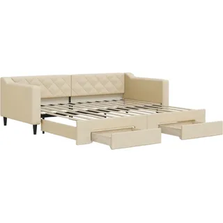 vidaXL Tagesbett Ausziehbar mit Schubladen Creme 90x200 cm Stoff - Creme