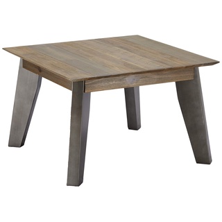 Ibbe Design Couchtisch Quadratisch Beistelltisch Natur Massiv Akazie Holz Braun Lackiert Tisch Malaga, L70XB70xH45 cm