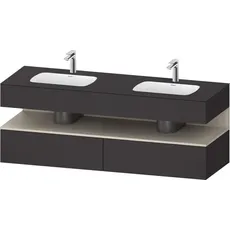 Duravit Qatego Einbauwaschtisch mit Konsolenwaschtischunterbau, 1600x550x600mm, Nische Taupe Supermatt, Doppelwaschtisch, QA4797083, Farbe: Graphit Supermatt/mit Nischenbeleuchtung