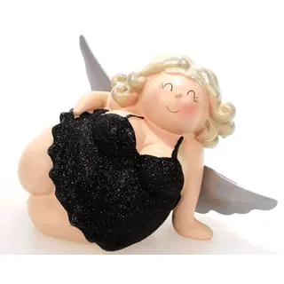 Schick-Design Engel Molly liegend schwarz 11 cm Mädchen Rubensfrau mollige Dame in Dessous Dicke Frau Badezimmer Figur