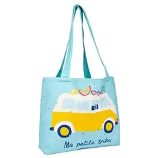 Draeger Paris – Tote Bag "Ma petite tribu" (auf Französisch) – leicht, robust und ultraweich – geräumige Innenseite – Tote Bag aus 100% Baumwolle - Einkaufstasche wiederverwendbar