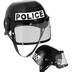 Widmann 2822R - Polizei Einsatzhelm, mit Visier, schwarz, Kopfbedeckung, Zubehör, Kostümaccessoire, Police, SWAT, Karneval, Mottoparty