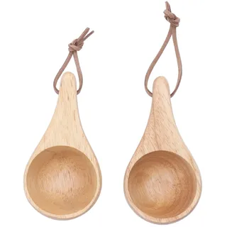 Hapivida 2 Stück Holz-Campingbecher, 50ml Holzbecher | mit Leder Lanyard, Lappland Tasse Mittelalter, für Rucksacktouren, Camping, Wandern, Familienreisen