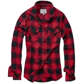 Brandit Textil Amy Flannel Bluse Rot/Schwarz L