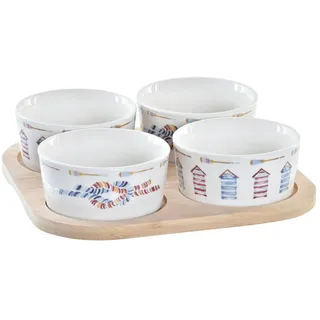DKD Home Decor Aperitif-Set der Marke, blau, aus Bambus und Steinzeug (19,7 x 19,7 x 1 cm)
