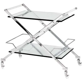 Casa Padrino Luxus Bar Trolley Servierwagen aus Edelstahl und Glas 77 x 48 x H. 76 cm - Luxus Hotel & Restaurant Einrichtung Möbel B! - Silber