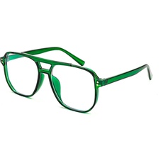 FEISEDY Blaulicht-blockierende Brille, durchsichtig, quadratisch, Computer, leicht, Brillenrahmen, für Damen und Herren, übergroß B2866, Transparenter grüner Rahmen