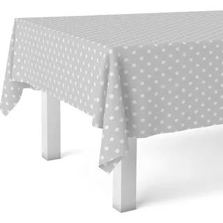 ECOMMERC3 Wachstuchtischdecke abwaschbar rechteckig 260x140 Graue Gepunktet | Für den großen Esstisch, maritimes Dessin, wasserdicht, abwischbar mit feuchtem Tuch, aus Spanien