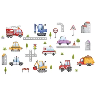 Purekay Wandtattoo Kinderzimmer Fahrzeuge Baustelle Wandaufkleber Bagger Löschfahrzeug Krankenwagen Wandtattoo Kinderzimmer Baufahrzeug Baustelle Wandaufkleber Konstruktion Traktor