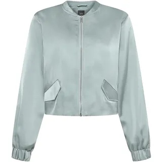 Jackenblazer ZERO "Satin-Jacke mit Reißverschluss", Damen, Gr. 40, blau (silber blau), Obermaterial: 100% Polyester PES., Blazer Jackenblazer