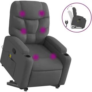 vidaXL Massagesessel mit Aufstehhilfe Dunkelgrau Stoff - Grau