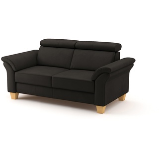 CAVADORE 2-Sitzer-Sofa Ammerland in Echtleder / Landhaus-Sofa mit Federkern + Kopfteilverstellung / 156 x 84 x 93 / Leder Dunkelbraun