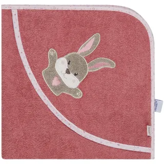 Sterntaler Kapuzenbadetuch Hase Hanni 80x80 cm – Babyhandtuch mit Kapuze aus 100% Baumwolle, saugfähig & weich – Mädchen Badetuch mit süßer Applikation – perlrosa