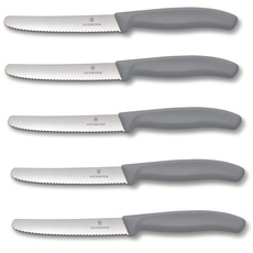 Victorinox Tomatenmesser Brötchenmesser Tafelmesser Set 5-teilig Swiss Classic (Limited Edition Grau/Cool Grey)