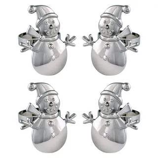 WeRChristmas Serviettenhalter Schneemann, Mehrfarbig, 6 cm, 4 Stück