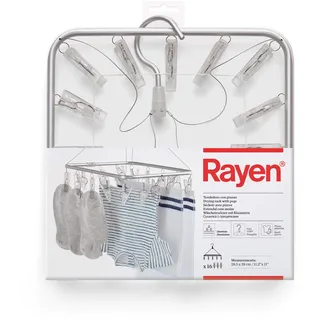 Rayen Klammern | Wäscheständer zum Aufhängen | Kleine Wäsche | Geeignet für Innen und Außen, 5 x 28 cm, Aluminium, Grau/Transparent, 28,5 x 28 x 39 cm