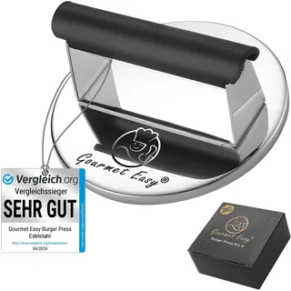 Burgerpresse Edelstahl | Burger Smasher mit hitzeresistentem Griff | Spülmaschinenfeste Burgerpresse | Professionelle Patty Presse perfekt zum Grillen/Braten von Fleisch | Smash Burger Presse