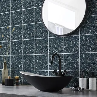 Ambiance Sticker Selbstklebende Aufkleber, Wanddekoration, Fliesenaufkleber für Badezimmer und Küche Azulejos Zementfliesen Feliccia- 24 Stück Aufkleber 10 x 10 cm