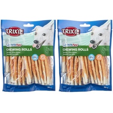 TRIXIE glutenfreie Hühnchen Kaurolle Denta Fun Chicken Chewing Rolls, 12 cm, 30 St./240 g - 31378 (Packung mit 2)