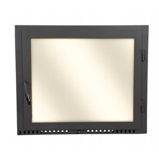 Kamintur 40x42 cm Pizzaofentür | Ofentür mit Hitzebeständiges Glass | Stahltür Ohne Flansch | Scharniere Auf der rechten | 400 x 420 mm