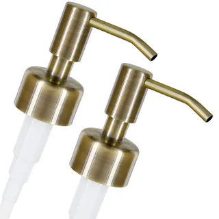 ALTGLAS 2 Stück von Seifenspender Pumpkopf Budapest - Doppelpack Edelstahl Pumpaufsatz mit 28mm Gewinde als Ersatz Pumpe und Upcycling Seifen Spender zu Bauen mit Jacky Flaschen (Vintage Bronze)