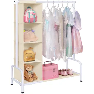 Univivi Kleiderständer Kinder, Kleiner Baby Kleiderstange Strapazierfähige Kleiderständer Stabil mit Gestell für Mäntel, Röcke, Kostüme Kleiderschrank Offen für Mädchen, Jungen & Kinderzimmer-Beige