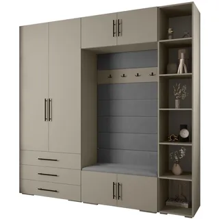 Abiks Möbel Garderoben-Set 236,7/240/47 , Metall , Nachbildung , 13 Fächer , 240x236.7x47 cm , Garderobe, Garderoben-Sets & Garderoben-Serien, Garderoben-Sets