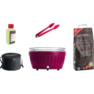 LotusGrill XL Starter-Set 5 teilig XL Grill Pflaumenlila mit USB-Anschluß
