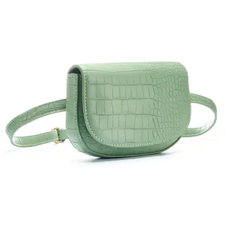 Bauchtasche LASCANA "Gürteltasche", Damen, Gr. B/H/T: 17cm x 12cm x 3cm, grün, Lederimitat, Strukturmuster, clean, geprägtes Muster, unifarben, Taschen Bauchtasche, in Kroko-Optik, CrossBody,Brusttasche, Hüfttasche VEGAN