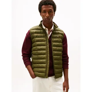 Steppweste TOMMY HILFIGER "PACKABLE RECYCLED VEST", Herren, Gr. M, grün (huntsman grün), Web, Obermaterial: 100% Nylon. Futter: 100% Nylon. Füllung: 100% Polyester, normal hüftlang, Westen Steppweste, mit Logostickerei
