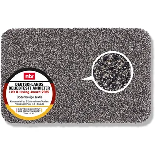 Astra Schmutzfangmatte innen waschbar 40x60 cm – Sauberlaufmatte anthrazit 100% Baumwolle Türmatte - Entra SAUGSTARK - rutschfeste Fußmatte pflegeleicht