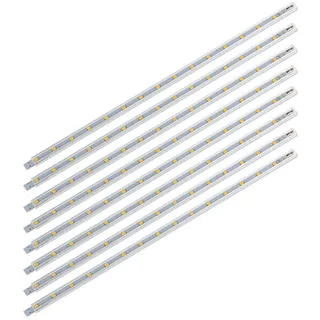 sebson LED Leiste 12V warmweiß 8-tlg., Lichtleiste 30cm mit Netzteil, Schalter und Verbindungkabeln, flache Unterbauleuchte Küche, Regal, Schrank - 9x7x300mm