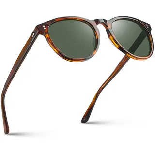 CARFIA Schicke Polarisierte Sonnenbrille für Herren Damen UV Schutz | mit Schlüssellochdesign Nasensteg,Leichtes Acetat mit Metallkern, für Autofahren Outdoor Sport,Ideal als Geschenk