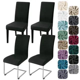 Alishomtll Stretch Samt Stuhlhussen 4er Set Stuhlbezug Schwingstuhl Schwarz