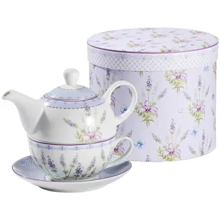 Teekannenset , Türkis, Weiß, Hellblau , Keramik , 17x14x17 cm , Geschirr, Kannen & Karaffen, Teekannen