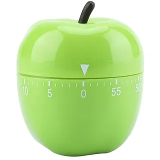 Analoger Kurzzeitwecker, Mechanischer Küchenwerkzeug Zeitgeber Zeitmesser Küche Küchen-Timer Mechanisch Küchenwecker aus ABS, bis 60 Minuten, Eieruhr Lustig, Grün Apple-Form