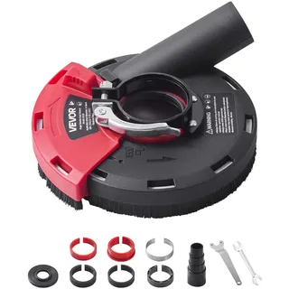 Vevor Absaughaube Winkelschleifer, Universal 100-125 mm, Staubschutz mit 6 Klemmscheiben, Anschluss an Staubsauger, geeignet zum Schleifen von Holz, Beton, Wänden und Steinen