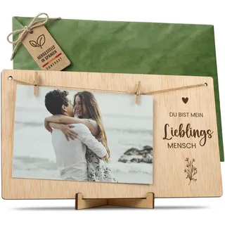 CONTRAXT Bilderrahmen mit Klammern und Leine. Fotoleine polaroid bilder rahmen detail beste freund geschenk Überraschung fotorahmen holz bildrahmen aufhängen (Lieblings Person DE)