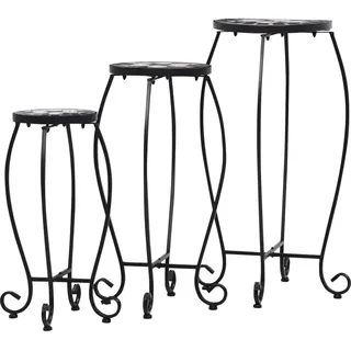 vidaXL Mosaiktische 3 Stk. Keramik Schwarz und Weiß - Schwarz