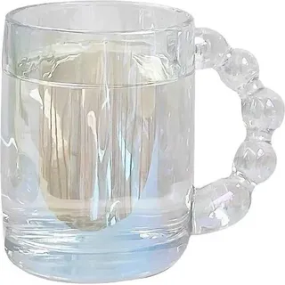 Gläser für Tee, Cappuccino und Latte, 320 ml, elegante Silbergriff, schmale Tassen, Glaswaren für Frühstück, Muesli, Joghurt, Milch, Geschenk für Mutter oder Weihnachten - Transparent